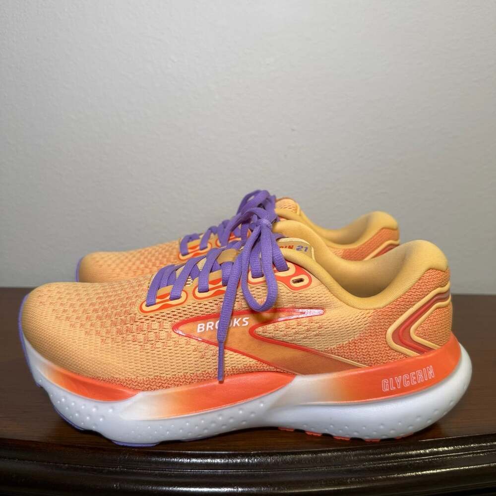 Brooks Glycerin 21 Size 8 Orange Purple Running Shoes